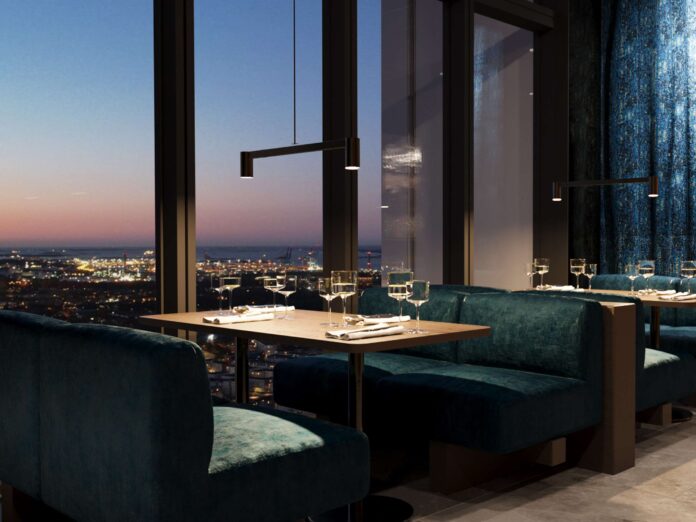 Restaurang EXO i Karlatornet med panoramautsikt över Göteborg